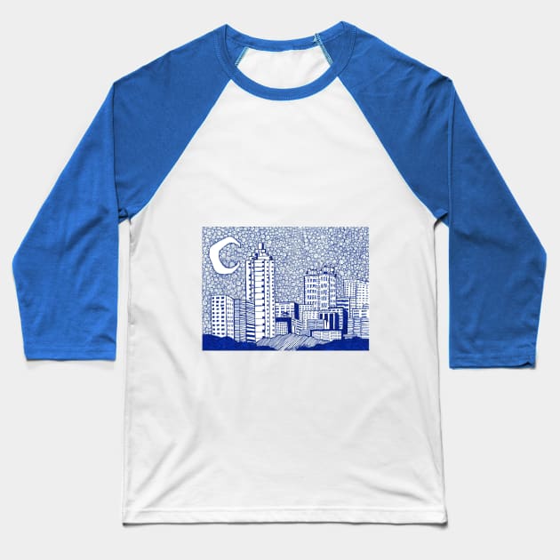 A Starry Night In Atlanta Baseball T-Shirt by Art of V. Cook